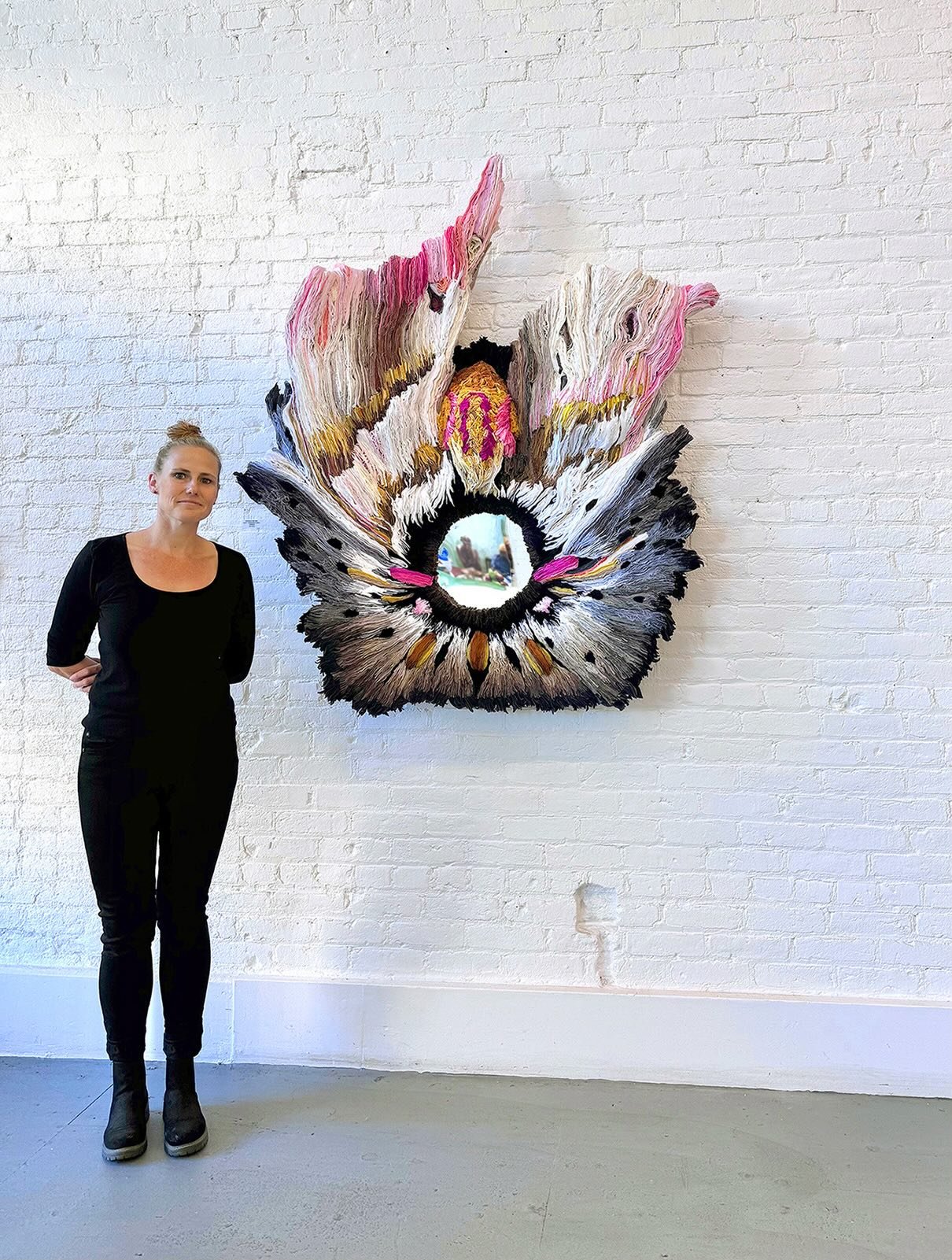 Expand &amp; Return to Your Wild Self, Beckons The Elephant Hawk Moth,
2025
61&rdquo; h x 50&rdquo; l x 13&rdquo; d
post-consumer fabric, mirror

@obras_paris 

All of my work can be thought of as being-ness reimagined.&nbsp; The act of transforming 