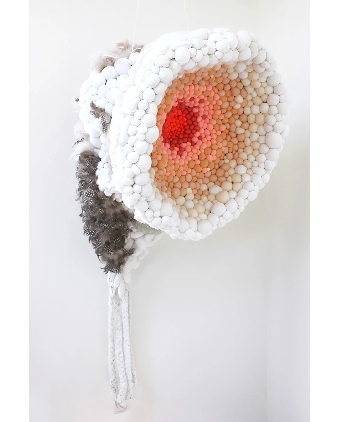 &ldquo;Sighting no. 542&rdquo;
Made from post-consumer fabrics, feathers, &amp; acrylic paint. 

@obras_paris 

#sommerroman 
&nbsp;#fiberart #fastfashionwaste #contemporaryart  #contemporaryfiberart