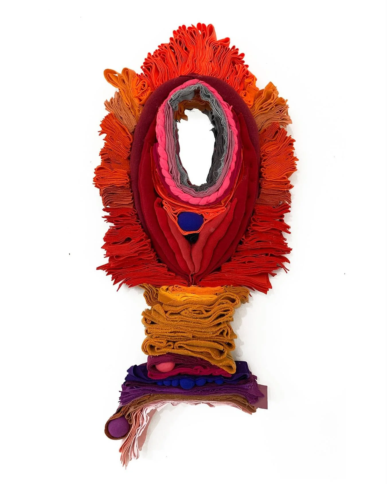 &ldquo;Je suis l&agrave;&rdquo;
Post-consumer clothing, mirror
24&rdquo; x 10&rdquo; x 2&rdquo;
*SOLD to a private collector

&ldquo;&hellip;a portal that draws us into places of deep knowing and innate wildness within ourselves.&nbsp; Through evocat