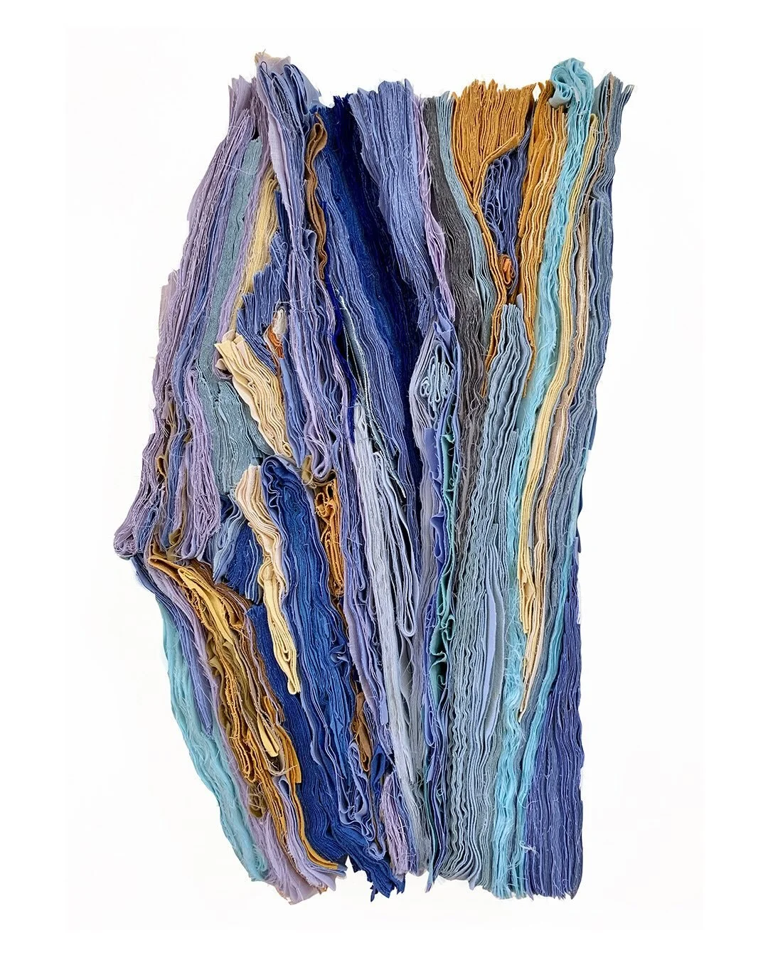 Life Lines in Blue Hues, 2022
post-consumer clothing&nbsp;
12&rdquo; (L) x 21&rdquo; (H) x 2&rdquo; (d)

This particular piece was created&nbsp;as an homage to Elizabeth Wentworth Roberts (E.W.R) for an exhibition in Concord Massachusetts. curated by