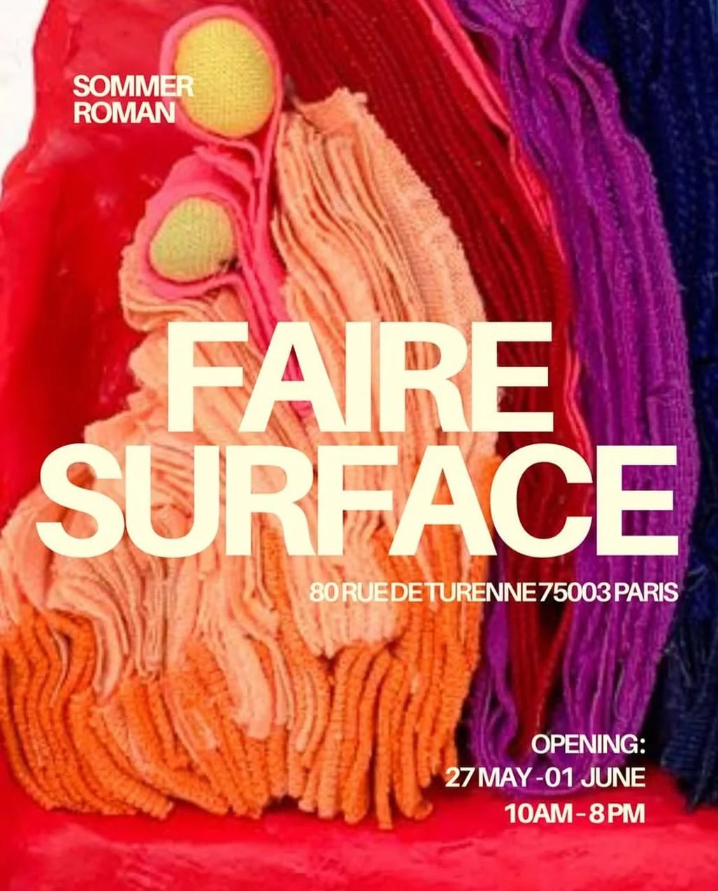 Delighted to be part of this exhibition avec @obras_paris 
SAVE THE DATE 🇫🇷✨🥂

Galerie MR80
80 Rue de Turenne, Paris
May 27- June 1, 2026
*Reception: May 27th, 6-10 pm

@obras_paris 

#sommerroman 
&nbsp;#fiberart #artcontemporain #contemporaryart
