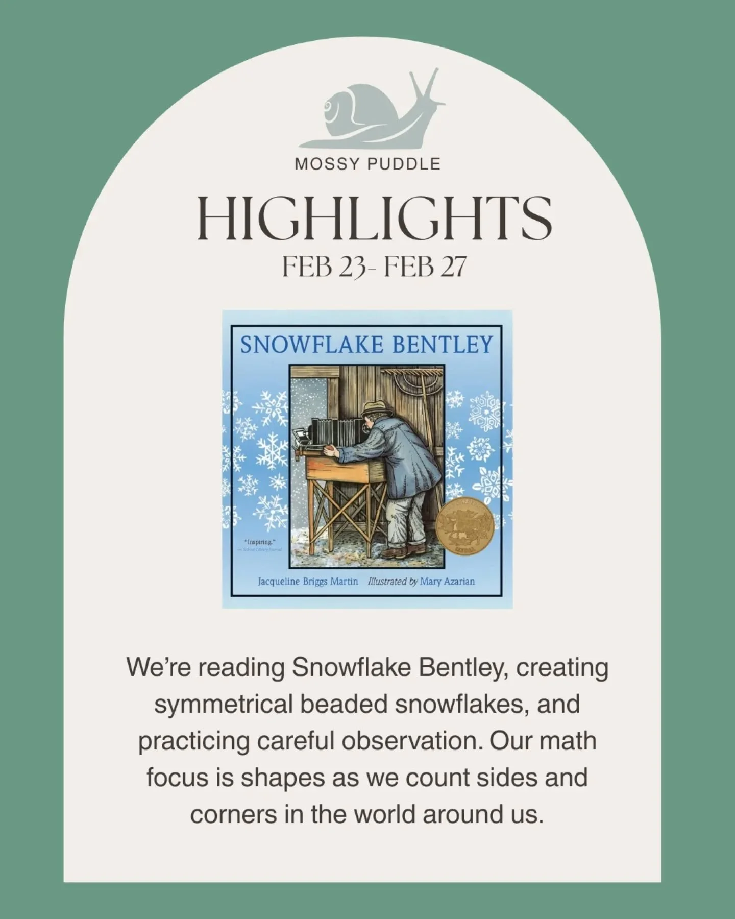 So excited for a fun week talking about snowflakes!