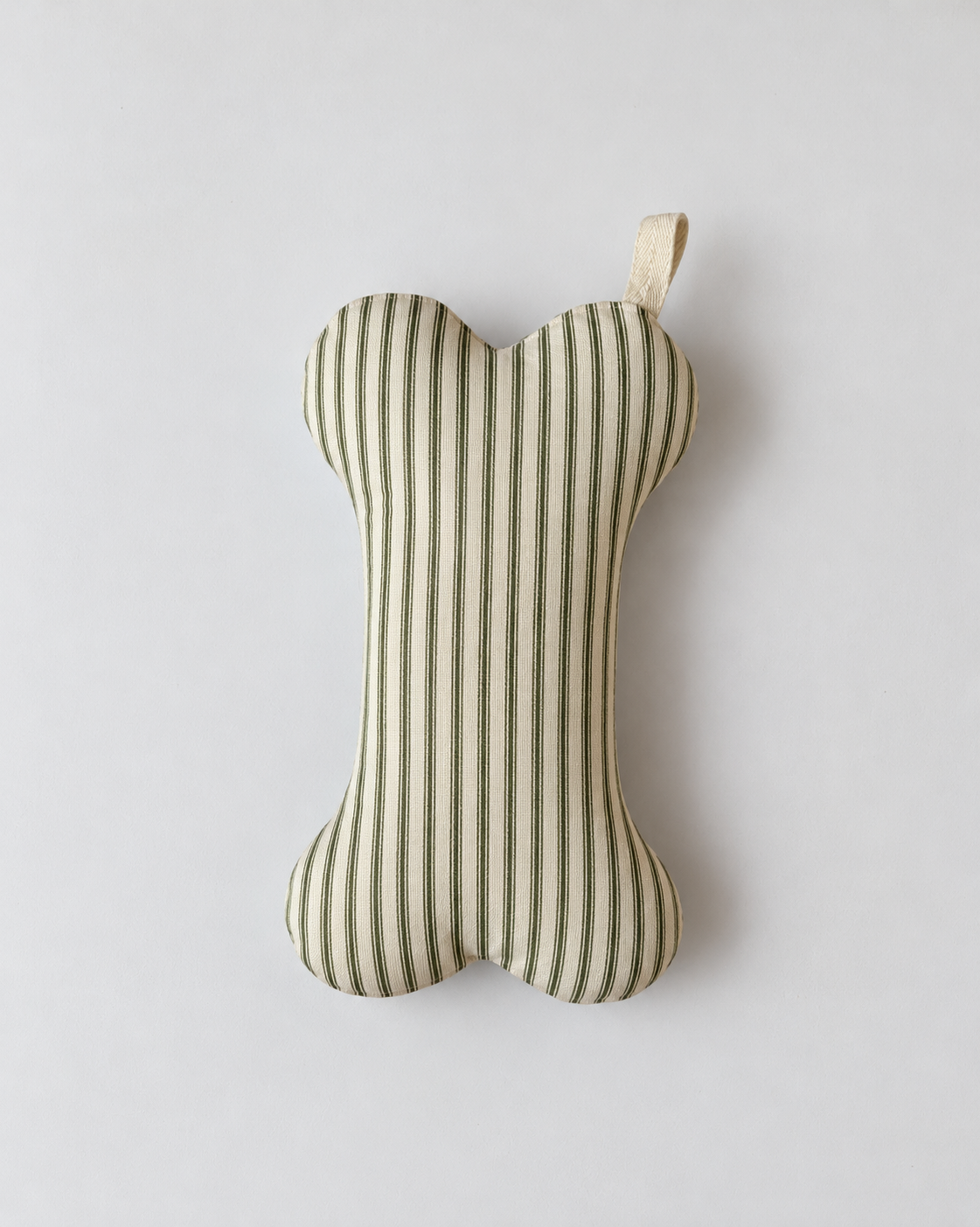 SAGE GREEN TICKING STRIPE BONE CHRISTMAS STOCKING