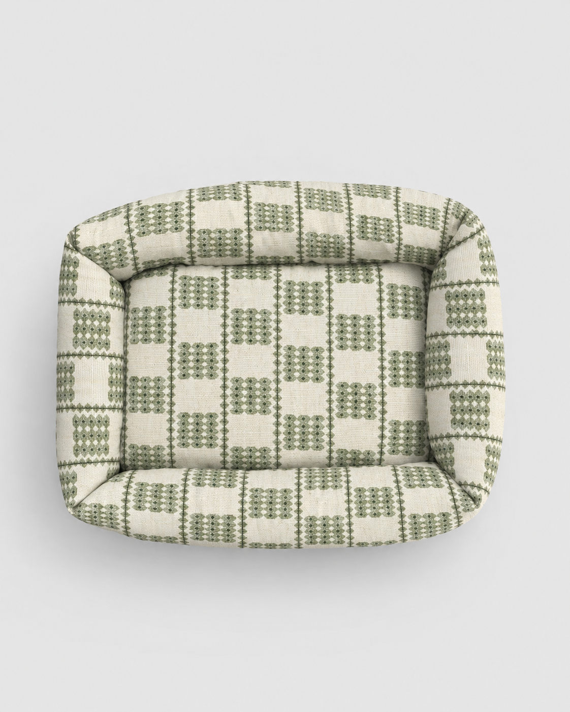 Green Patterned Dog Box Bed