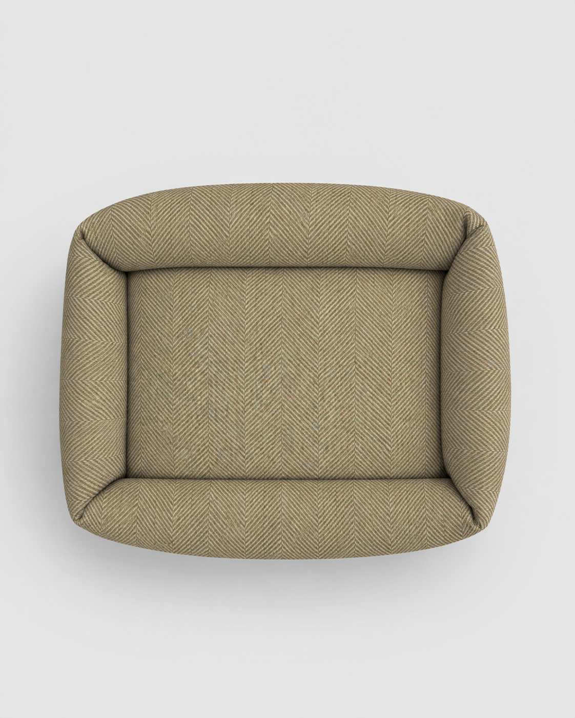 Tweed Green Wool Dog Box Bed