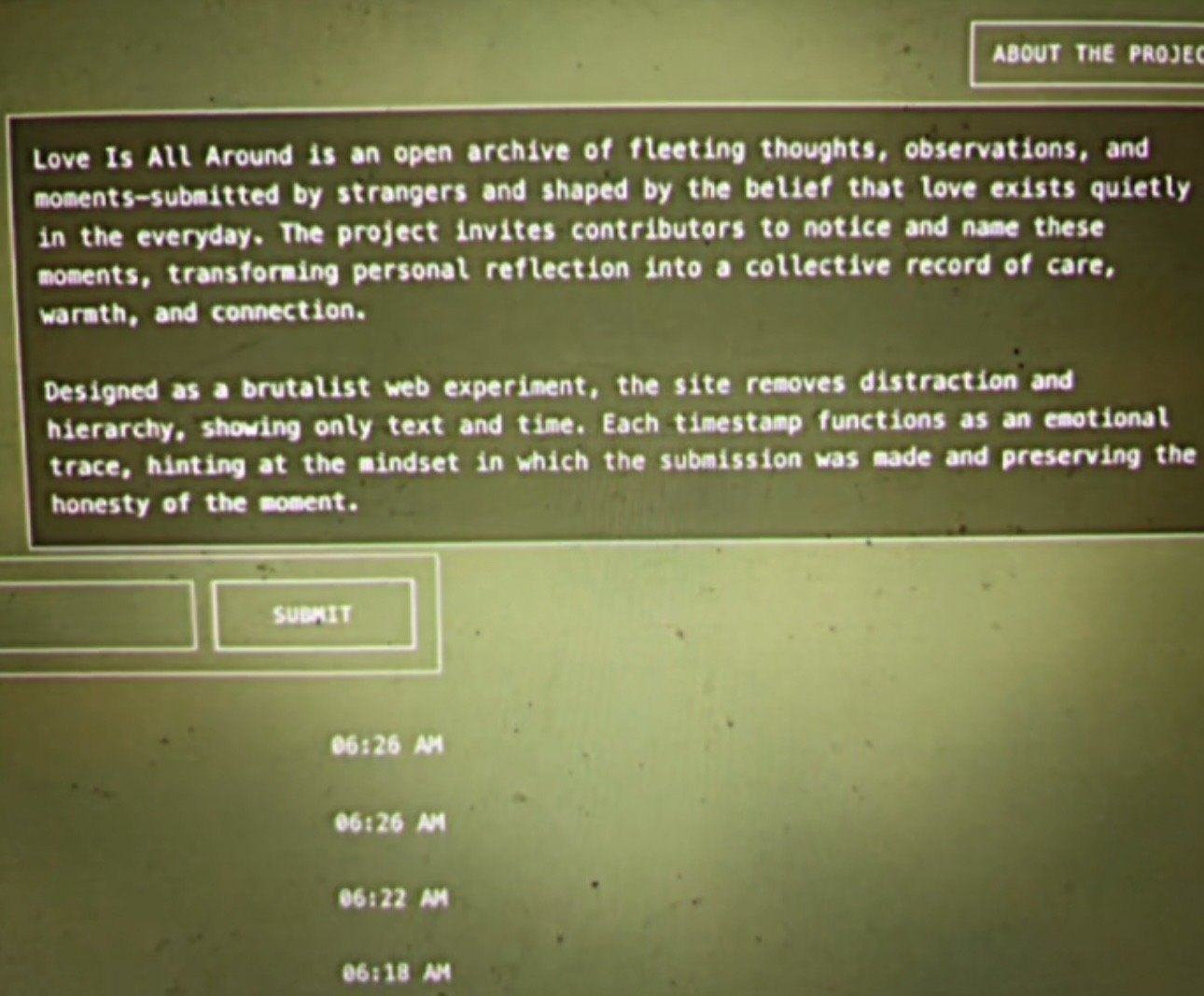 "love is all around" digital archive