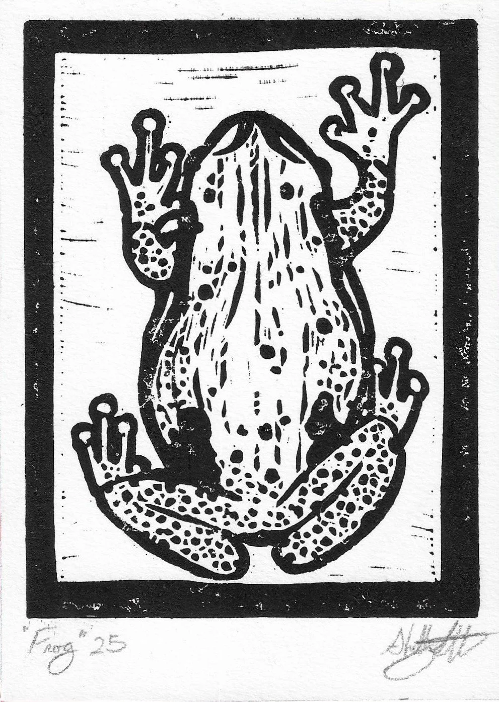 Frog, 2025: Linocut