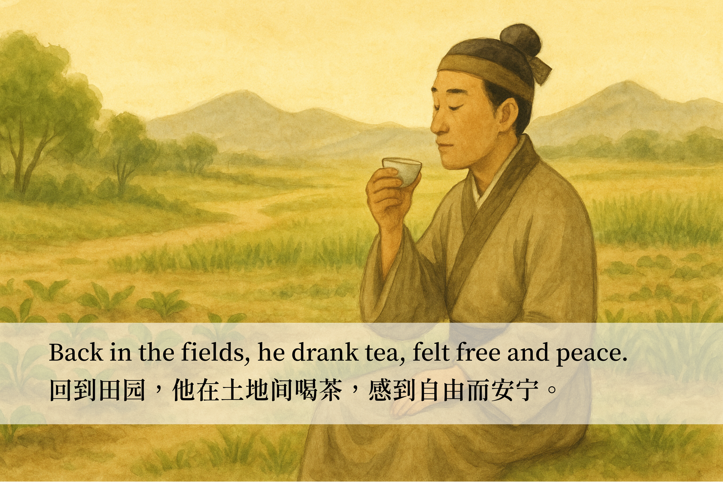 陶渊明生活在宁静的乡村，亲近土地和自然。 (8).webp