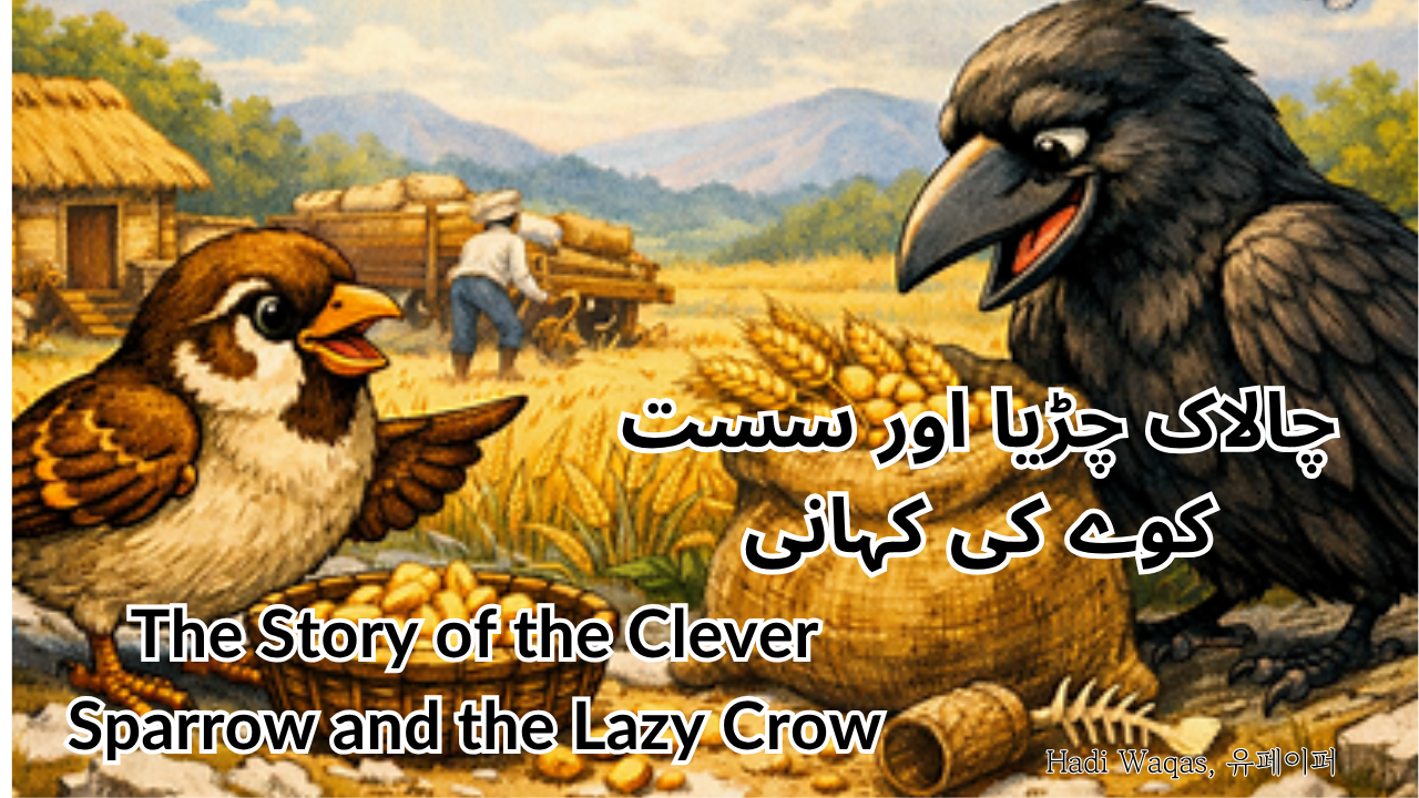 The Story of the Clever Sparrow and the Lazy Crow ‪(كون كى كهانى جالاك جزيا اور سست)‬