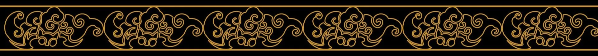 Decorative gold and black floral border design.