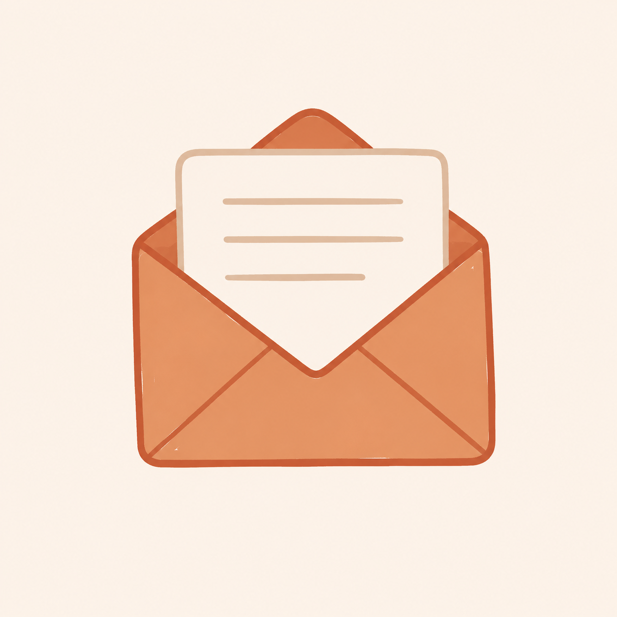 A brown envelope with a letter inside showing three lines of text.