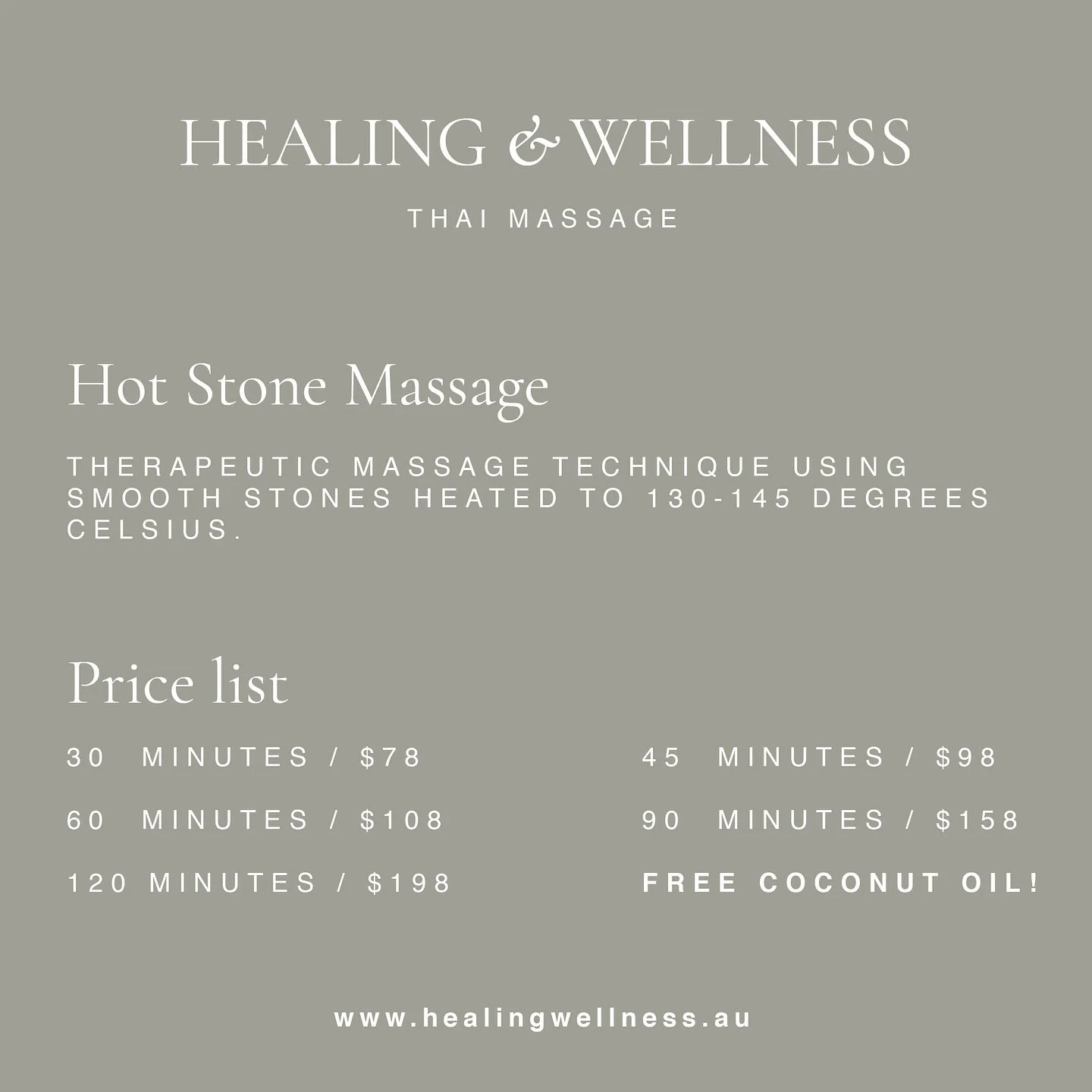 Hot stone massage price list here