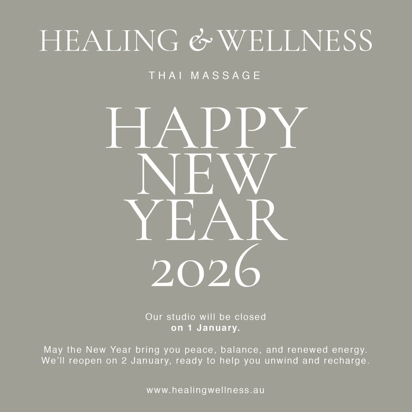 🎆✨ Happy New Year 2026 ✨🎆
Wishing all our wonderful clients a year filled with health, happiness, and relaxation 🤍
Please note, we will be closed on 1 January only and reopen as usual after. #happynewyear2026 #massage