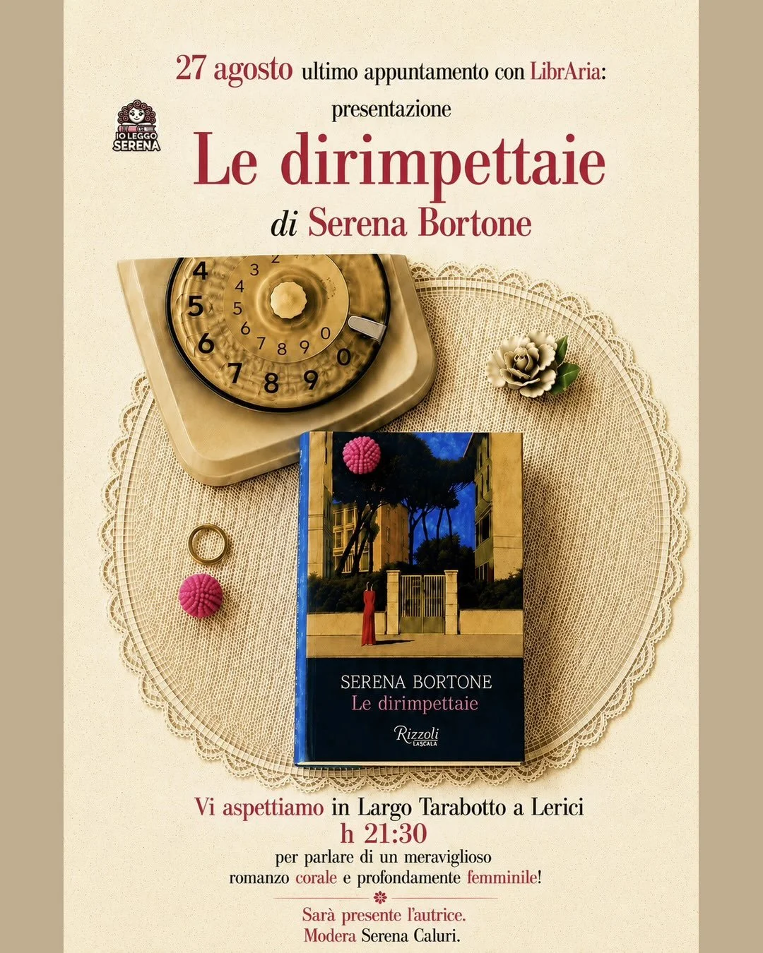📚 Gioved&igrave; 27 agosto vi aspettiamo a Lerici con l'ultimo appuntamento di LibrAria!

🎤La giornalista e conduttrice @serenabortone presenter&agrave; il suo romanzo 'Le dirimpettaie' edito da @rizzolilibri 

💕Non vedo l&rsquo;ora di dialogare c