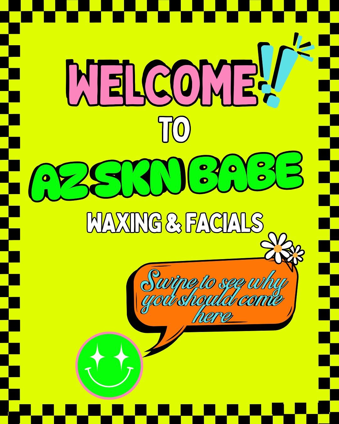 WELCOME to AZ SKIN BABE ☁️💚
Waxing &amp; Facials

Here it&rsquo;s giving🪩expert care with a bestie vibe🫶🏽
Here&rsquo;s why you&rsquo;ll love it here:

*  Licensed Esthetician - you&rsquo;re in very good hands
*  30-minute Brazilian waxes with no 