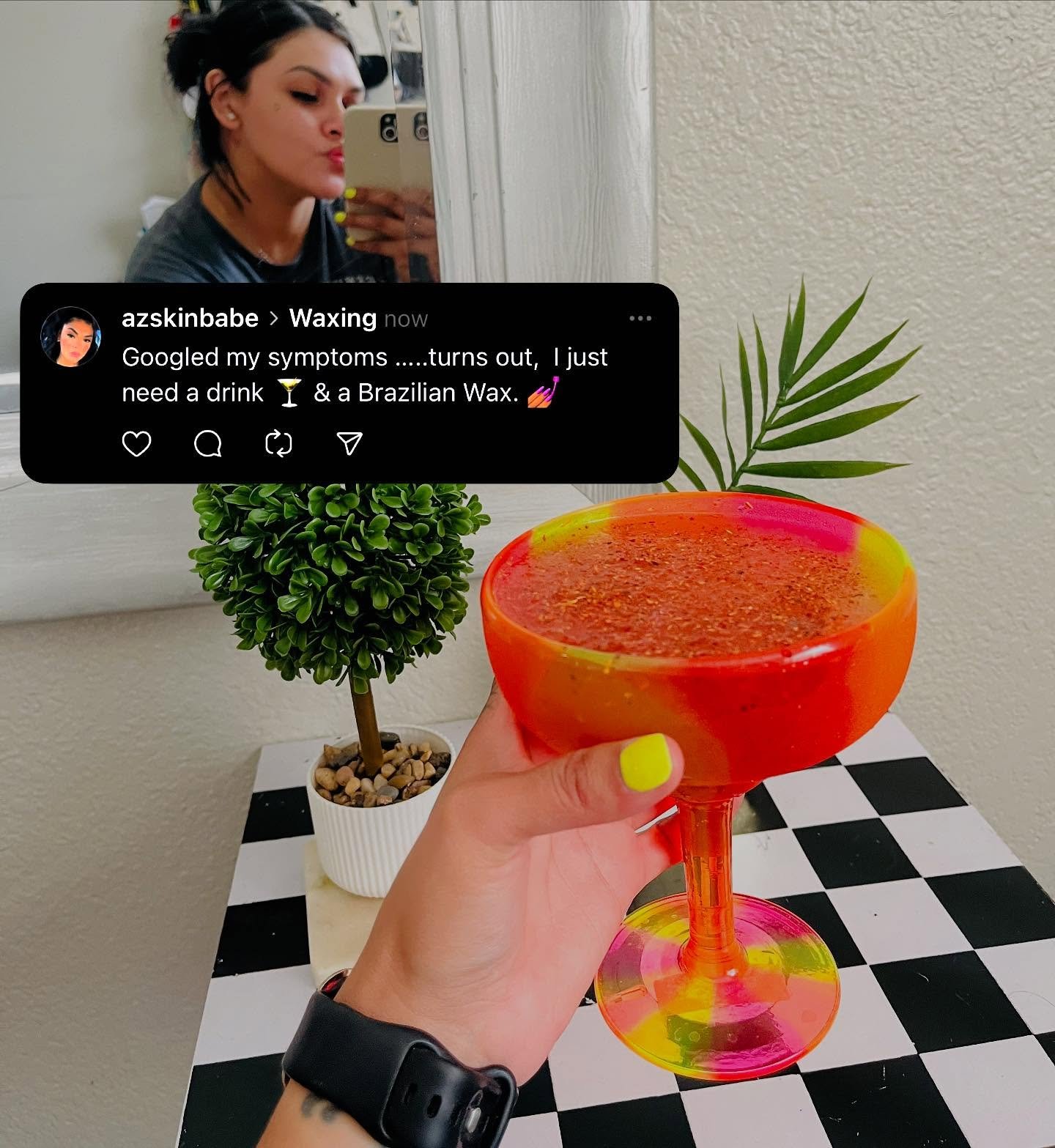 🧚🍹💚☀️
Sometimes all a girl needs
&bull;
&bull;
#brazilianwax #waxspecalist #azwaxer #azwaxing #glendaleazwaxing #glendaleaz #waxing #azwaxspecialist  #drinkydrink #cincodemayo #latinaownedbusiness