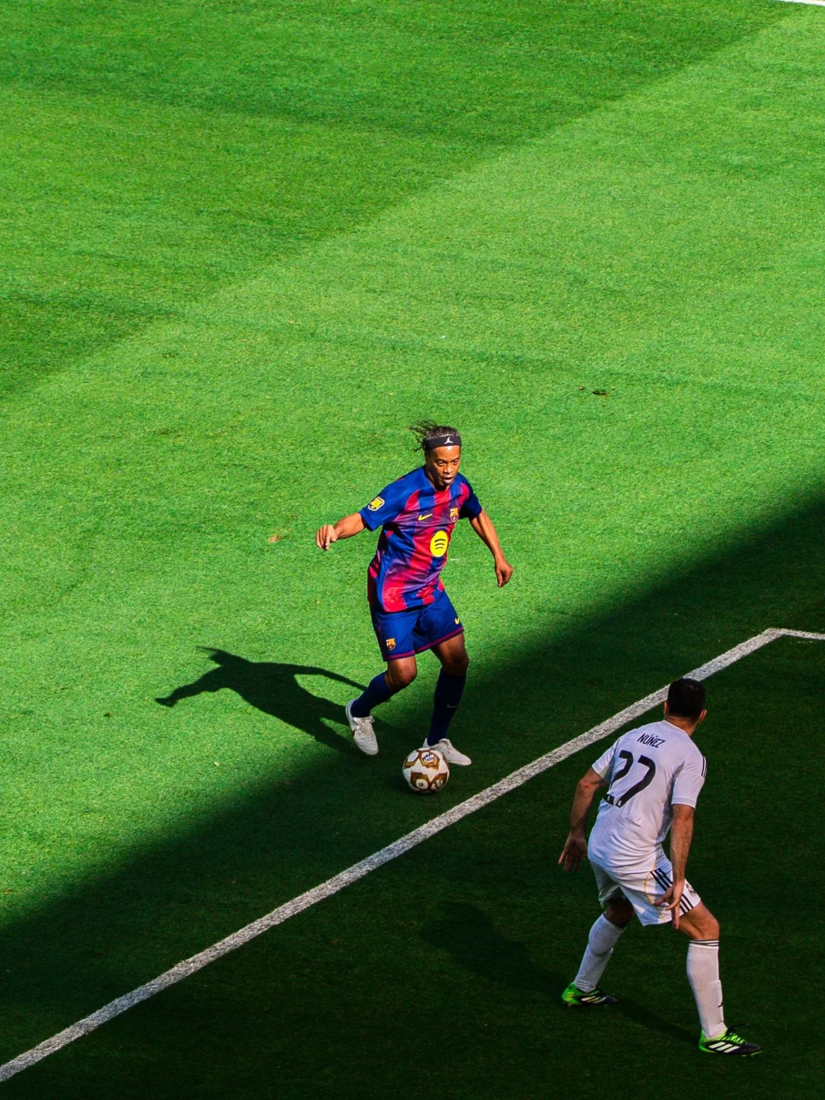 Ronaldinho against Real Madrid at BMO Stadium, on Feb. 22, 2026.