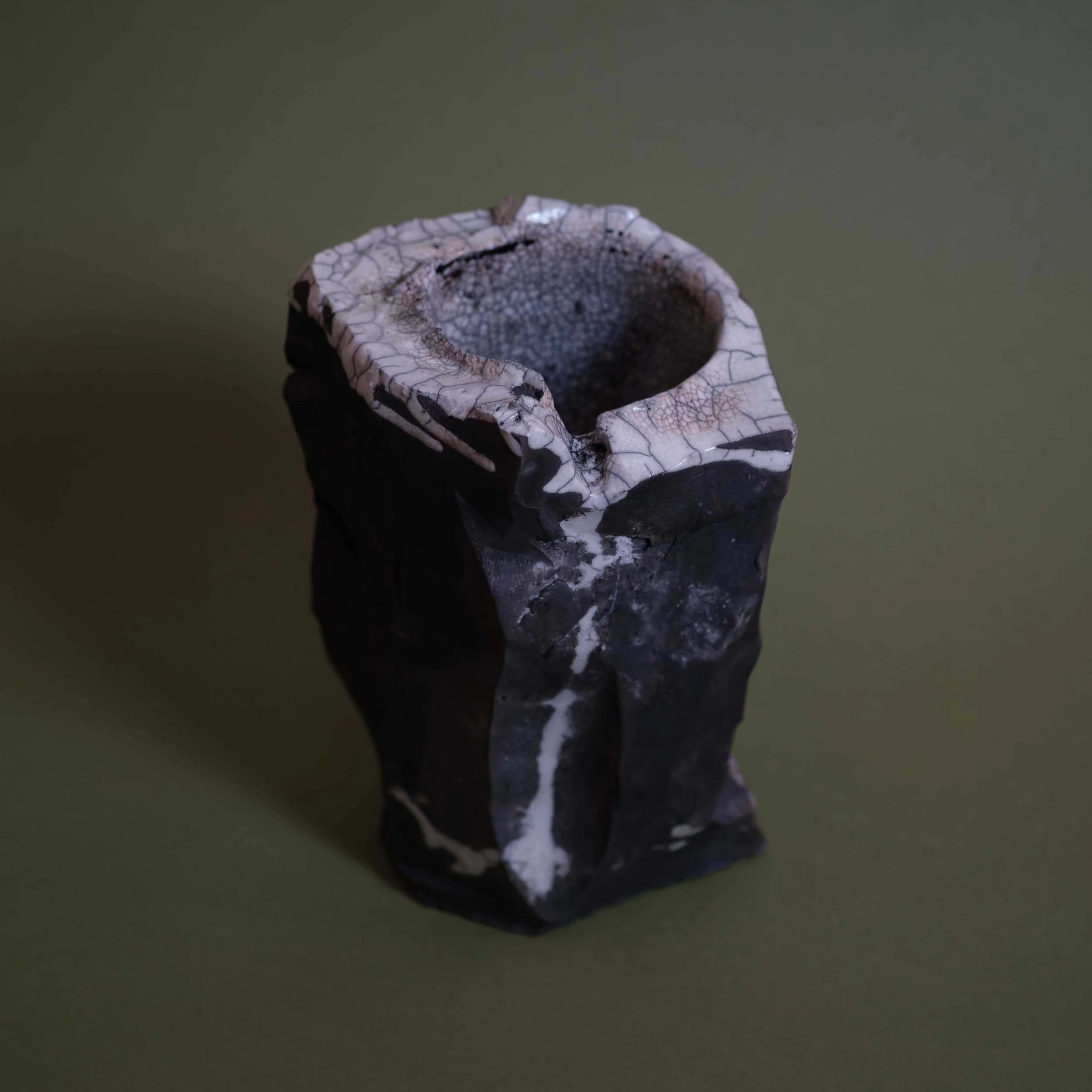 Rock Vessel handmade ceramic artwork with geological-inspired structure and bold contemporary form