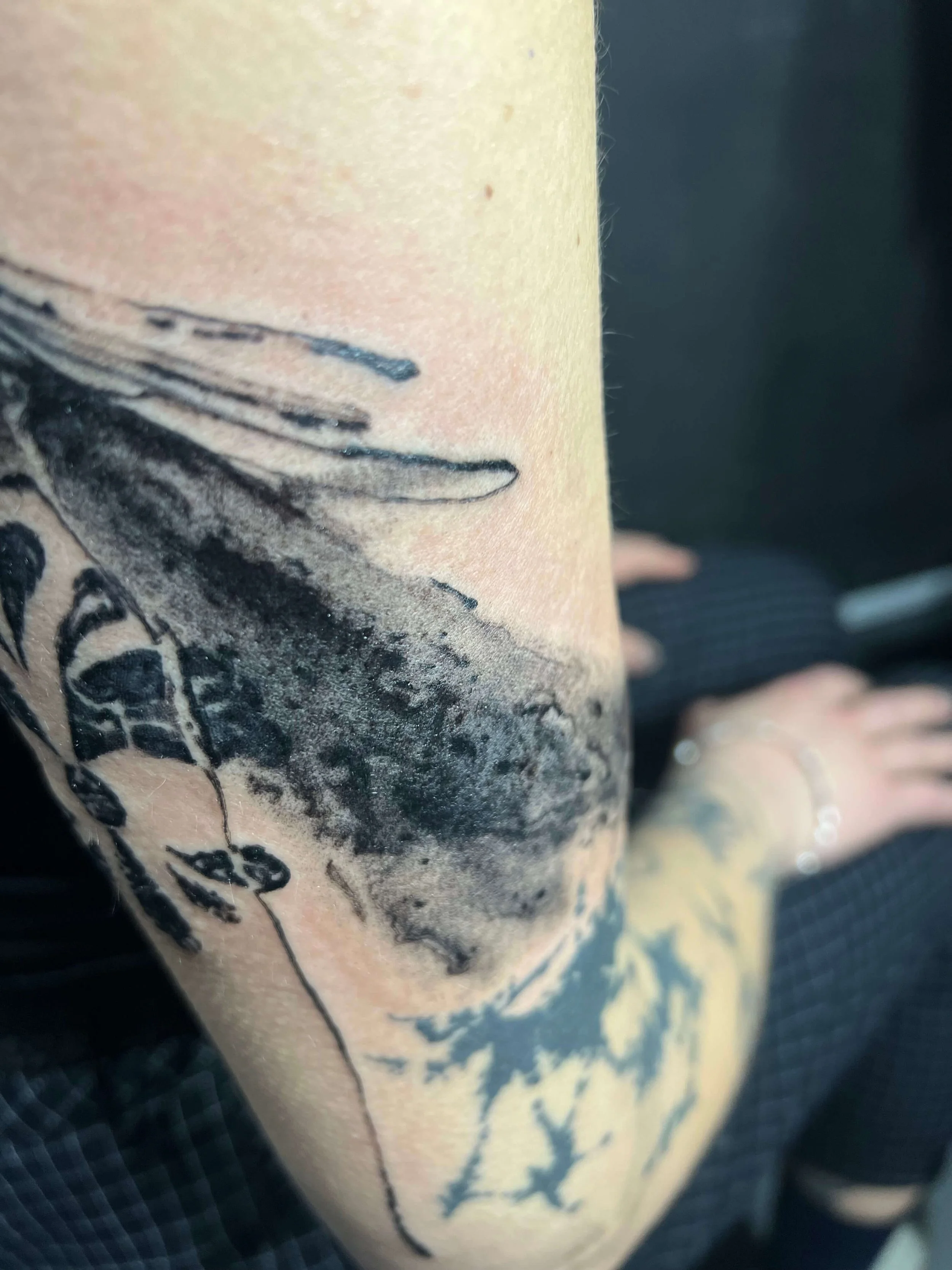 Contemporary black ink flower design in expressive illustrative style.