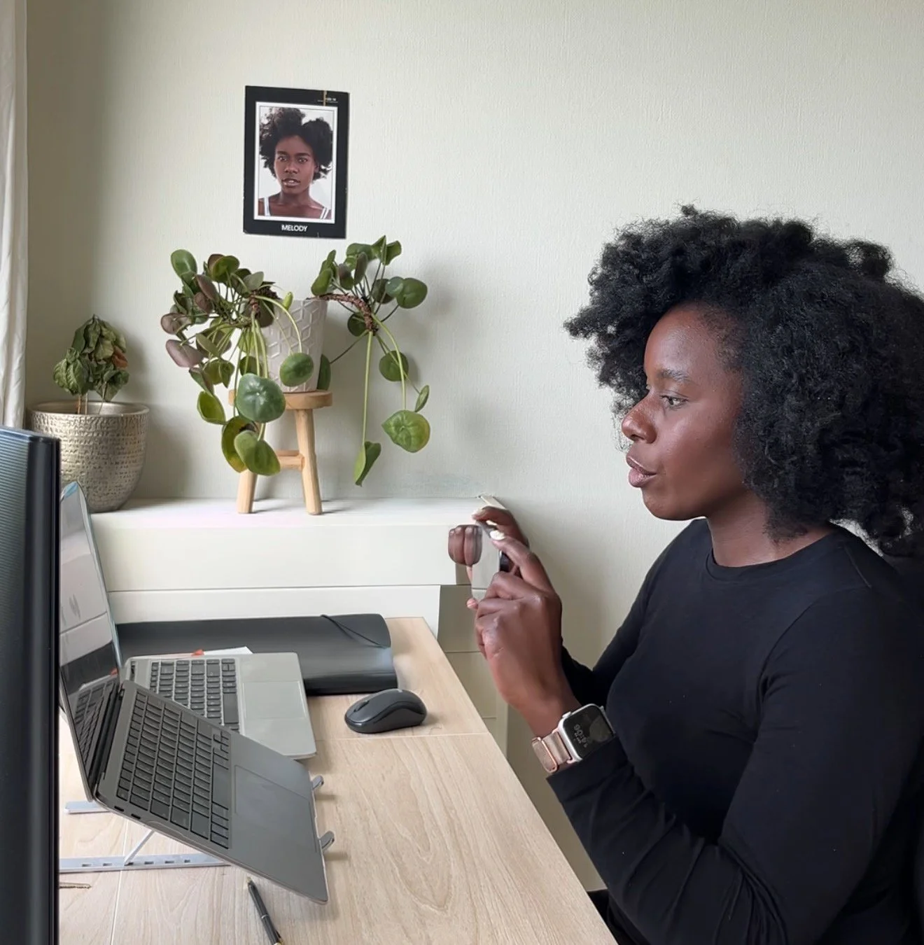 Wedding content creator in a meeting preparing for their wedding.