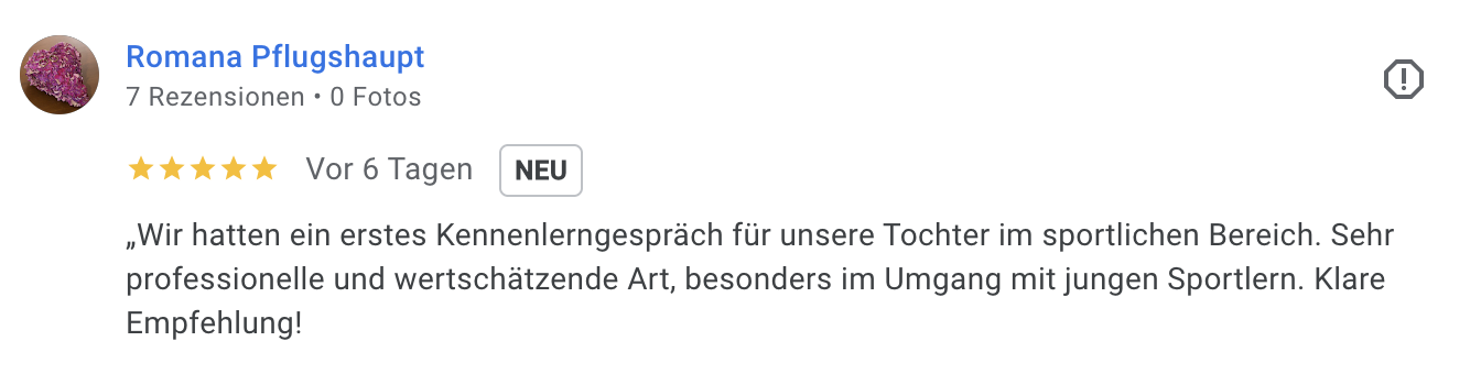 Kundenstimme von Eltern eines Leistungssportlers