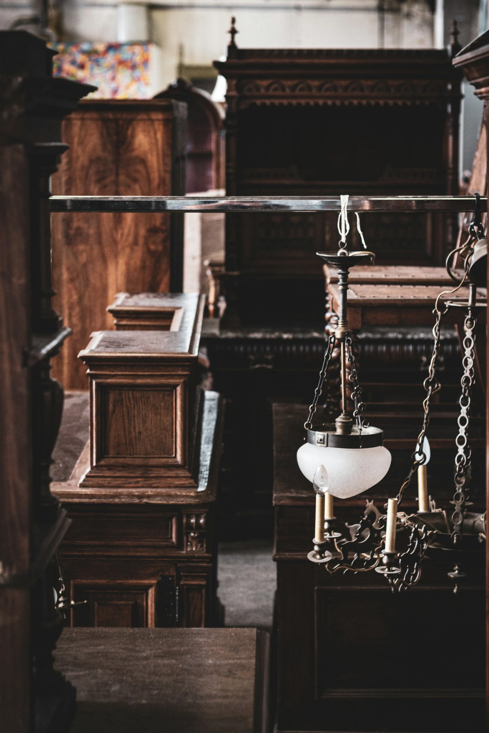 Courthouse with antique pendant light fixtures