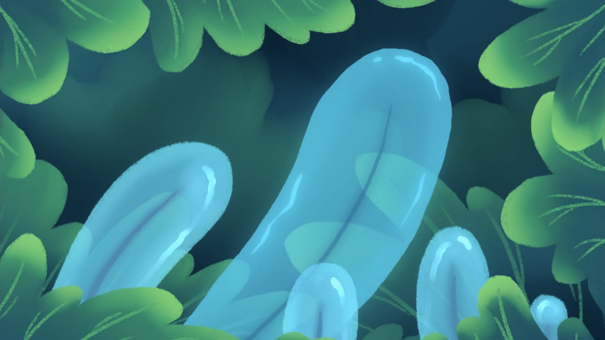 Digital illustration of a person’s hand touching a cactus.