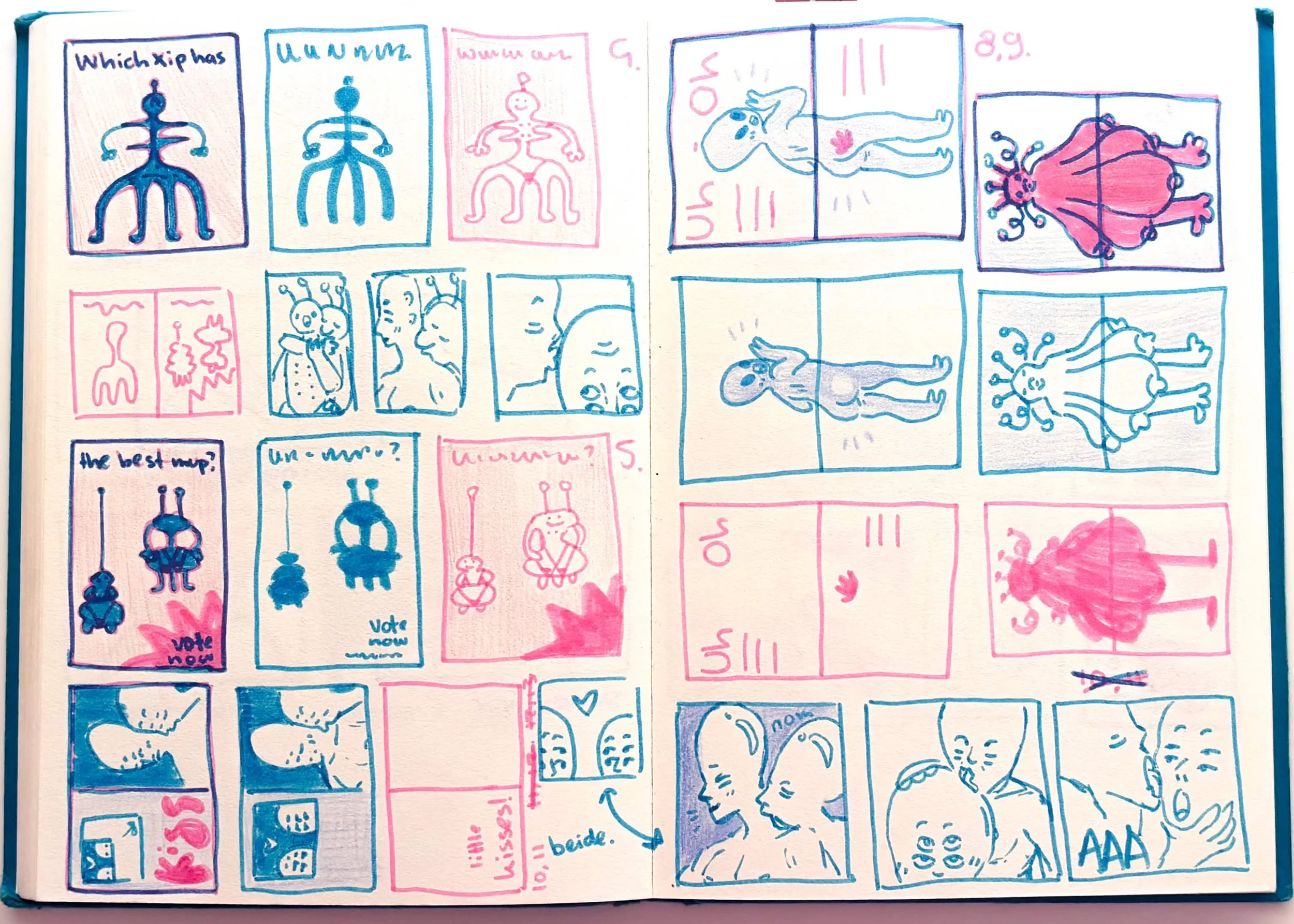 Layouts for alien riso zine