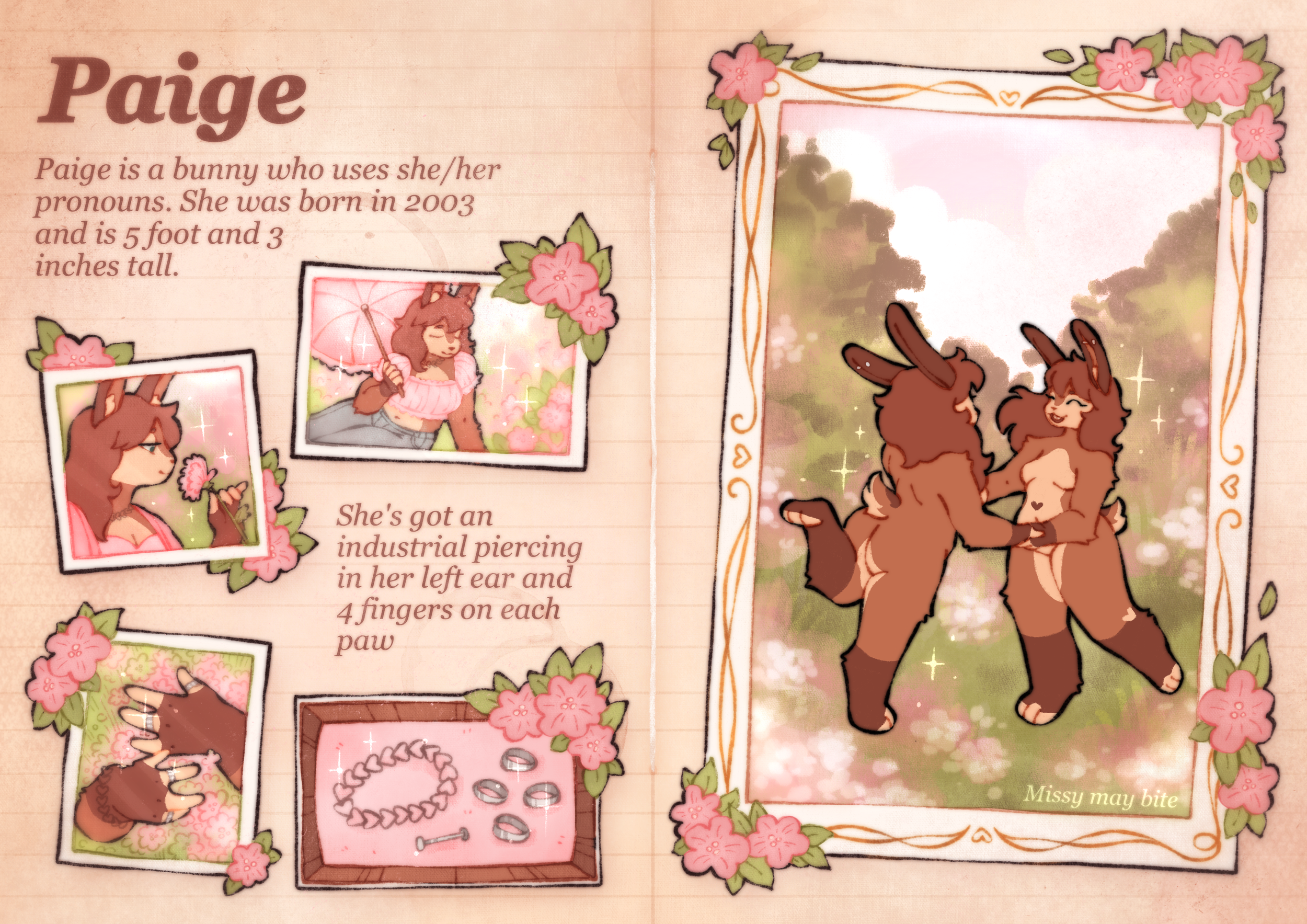 Paige character reference sheet