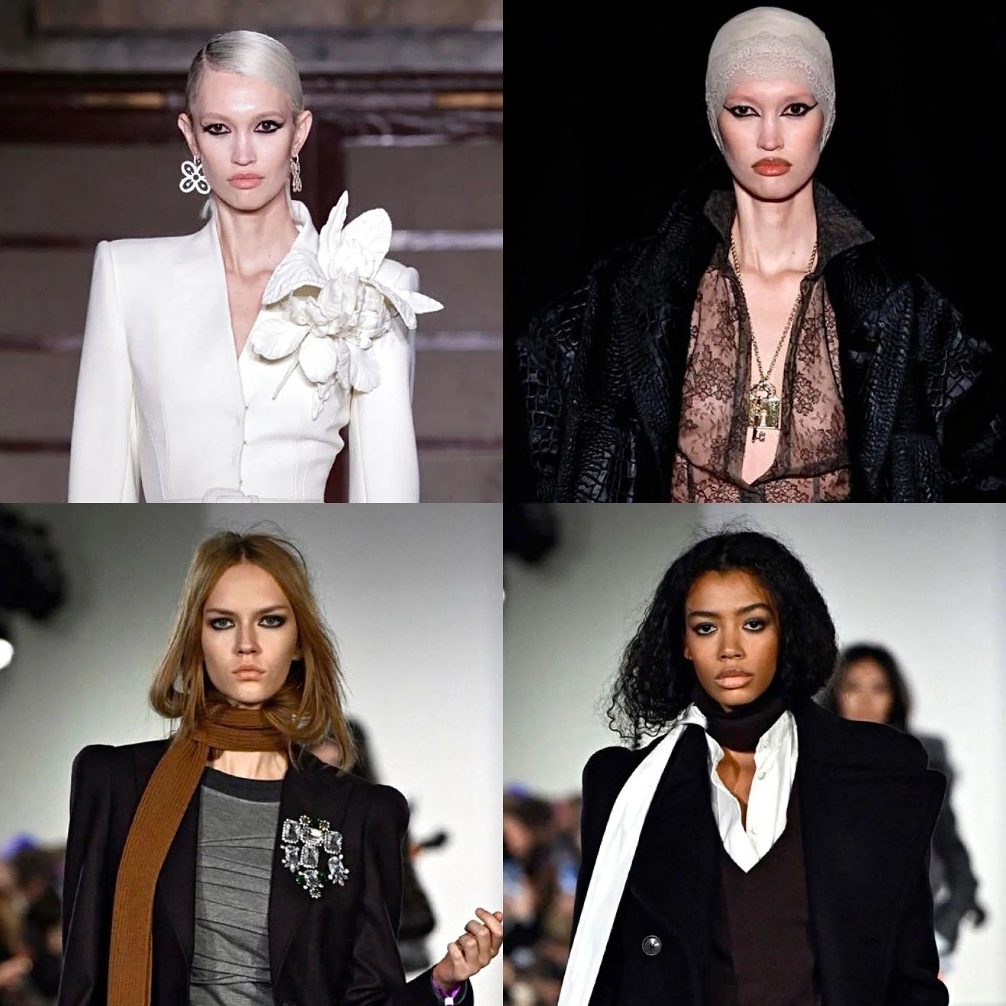 en haut de gauche à droite FW26 Sergio Hudson, Laquan Smith, en bas de gauche à droite FW26 7 For All Mankind