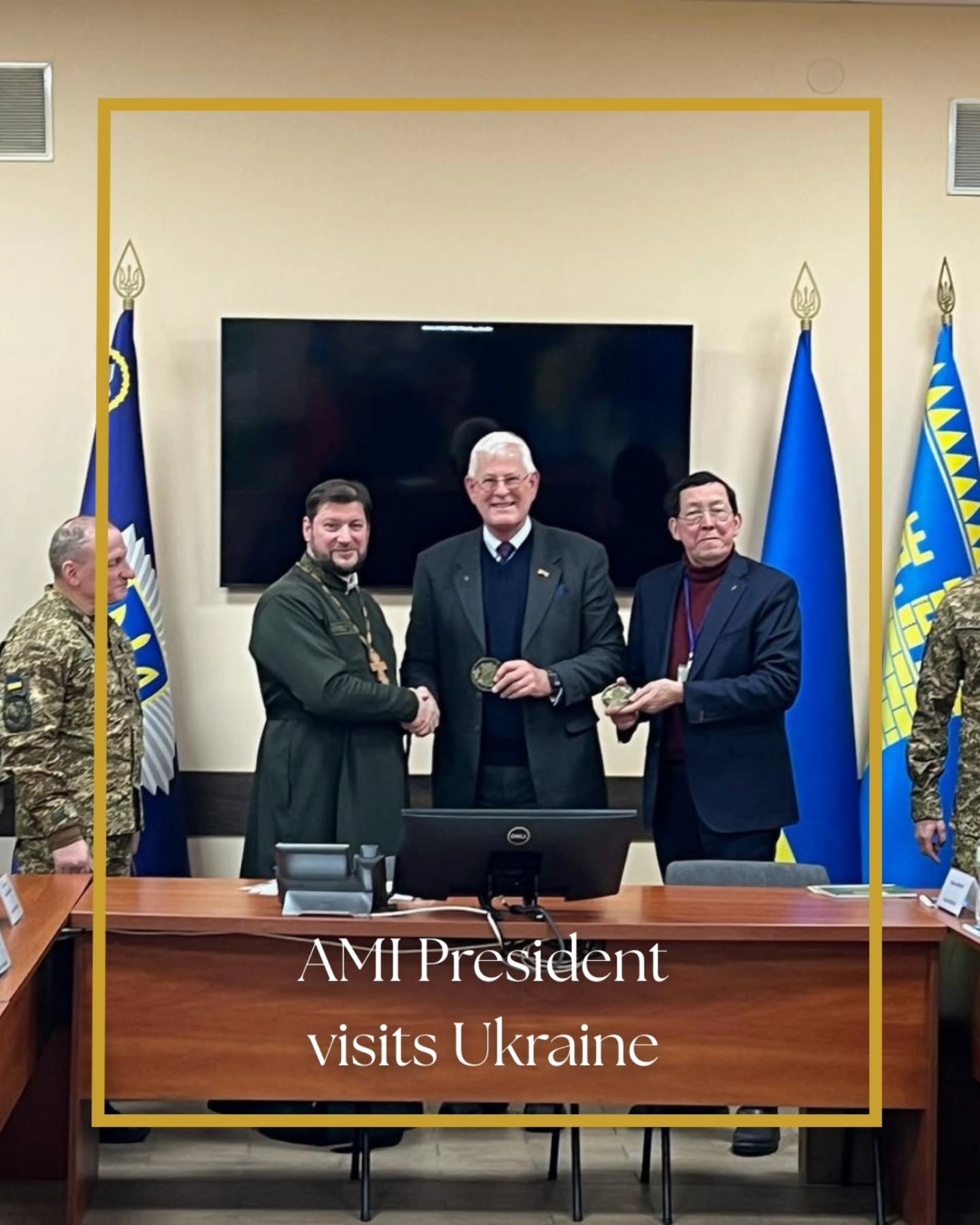 + AMI President in Ukraine +

Recently the AMI President visited Ukraine.

There he had the aims of showing the solidarity of the AMI with the people of Ukraine in their defensive war, to pay his respects to the military and their families.

He also 
