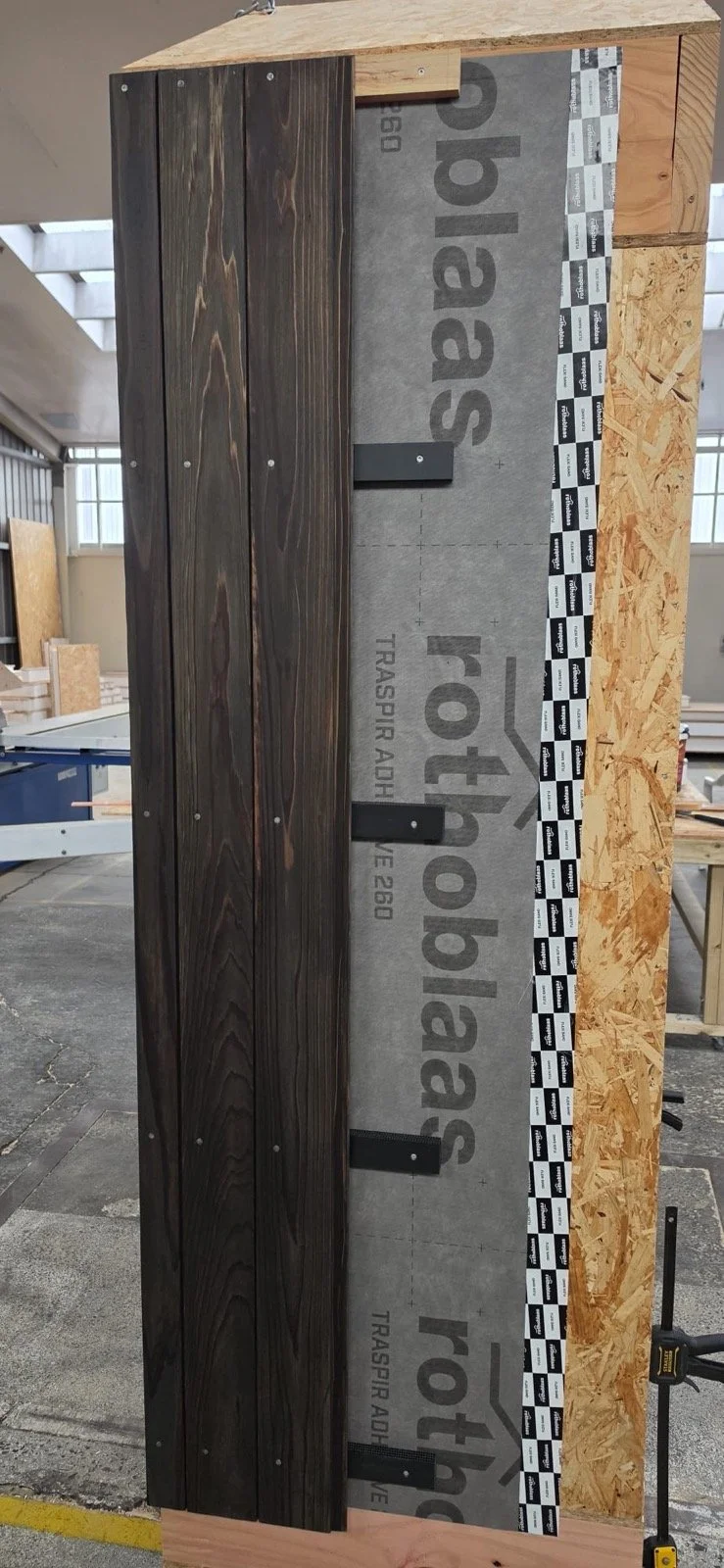 Cross-section of a vertical japanese cedar cladding