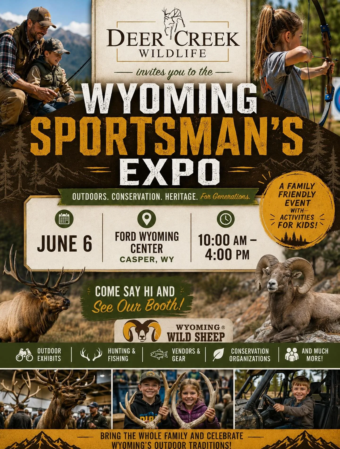 Join us in Casper Wyoming for Wyoming Wild Sheep Foundation&rsquo;s Sportsman&rsquo;s Expo! #wywsf #deercreekwildlife #bighornsheep #conservation