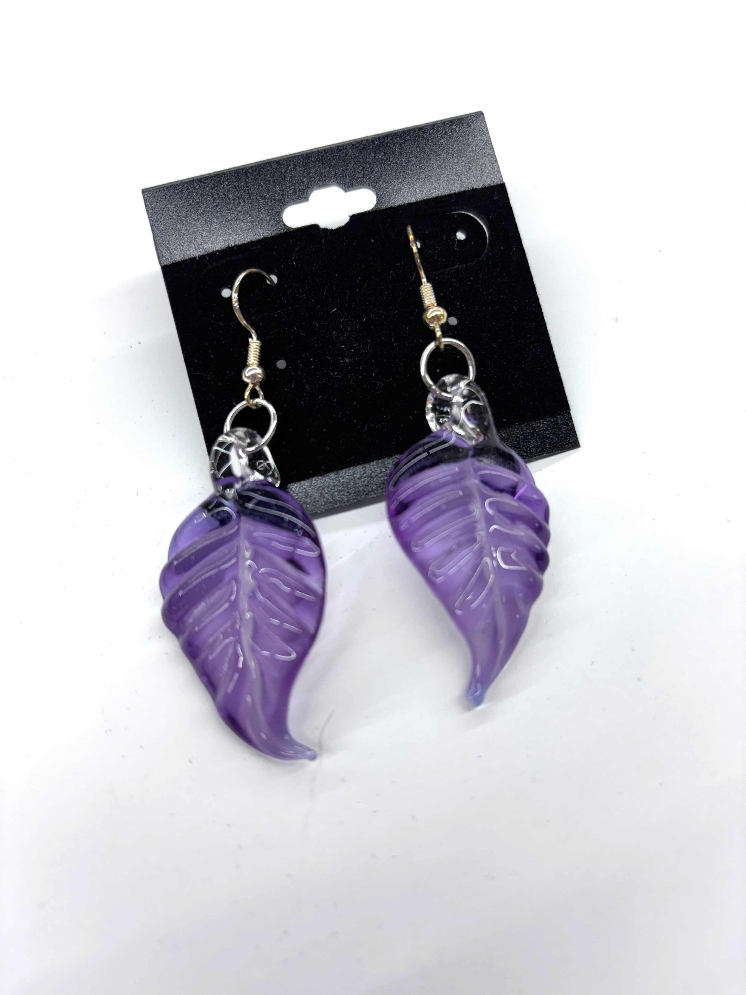 Violet leaf earrings