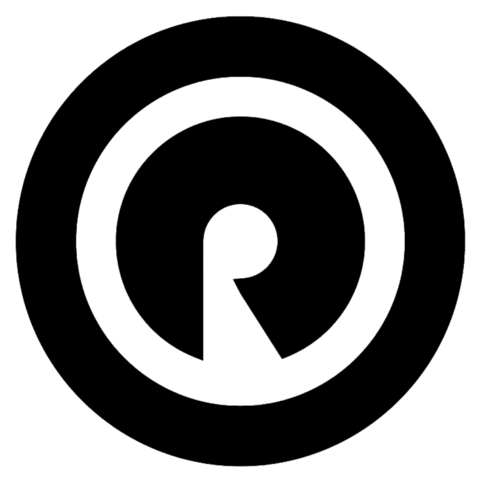 Black and white crosshair or radar target symbol with concentric circles and a central arrow pointing inward.