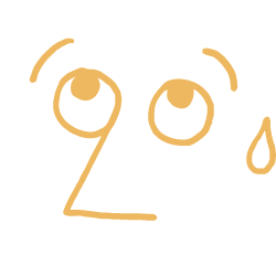 Simple line drawing of a surprised face with wide eyes and a single sweat drop.
