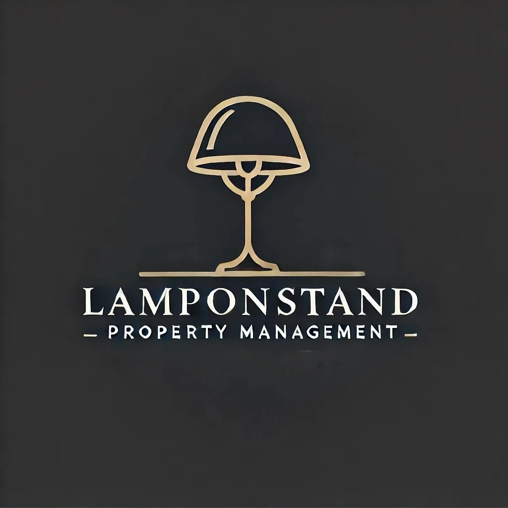 Logo of Lamponstand Property Management featuring a stylized lamp on a dark background.