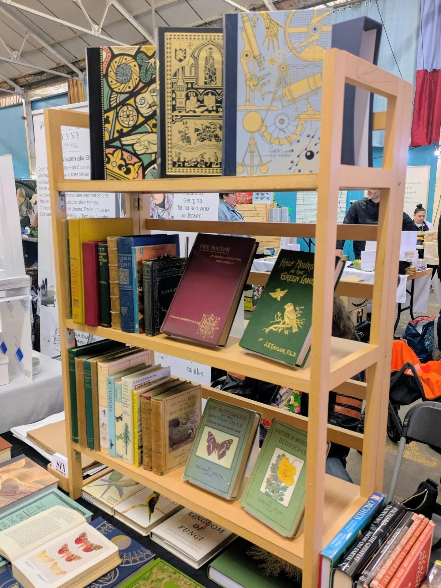 Completed three book markets in a row. Large book that will hopefully make profit at an auction. The table I decorated at Aldous book shop. Book hunting in Liverpool.