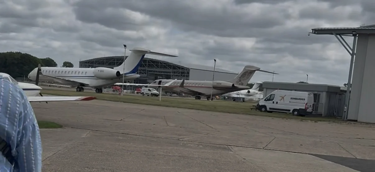 business jets parked