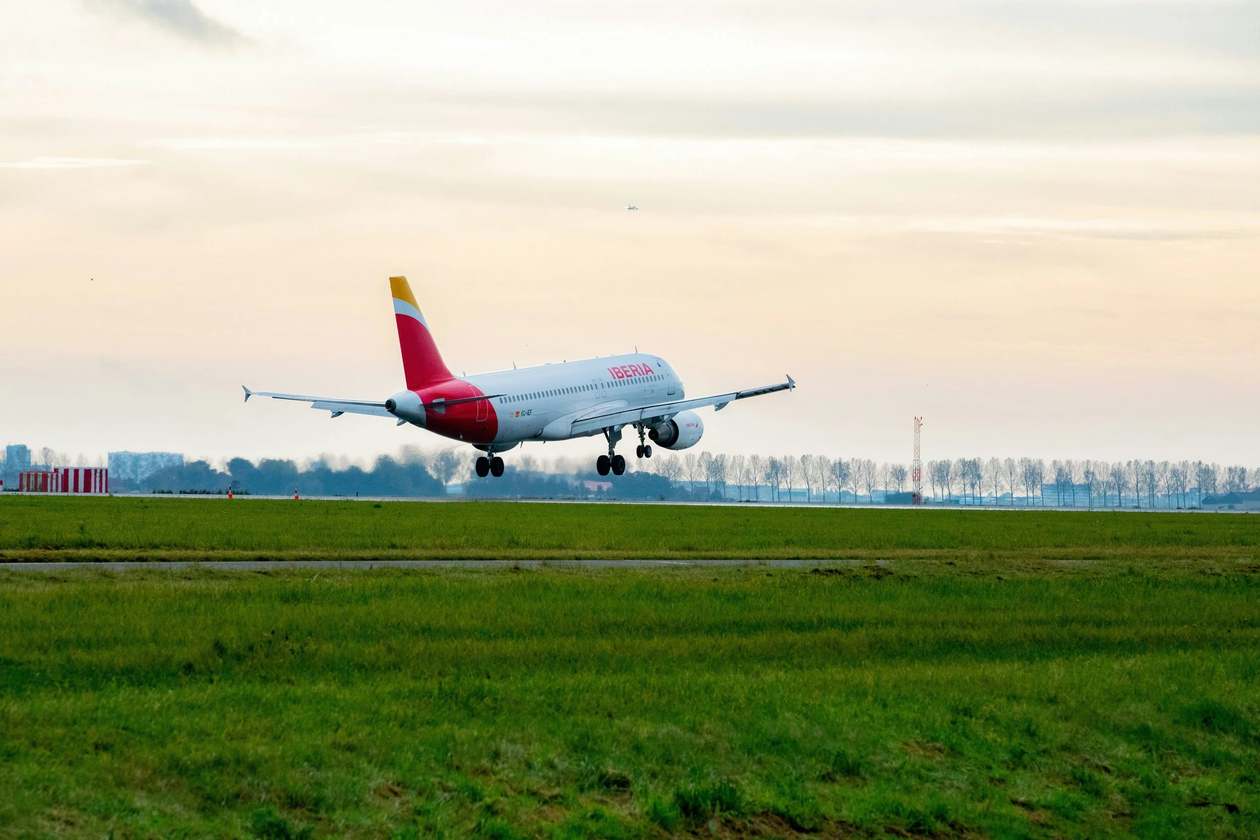 Iberia aircraft over grass
