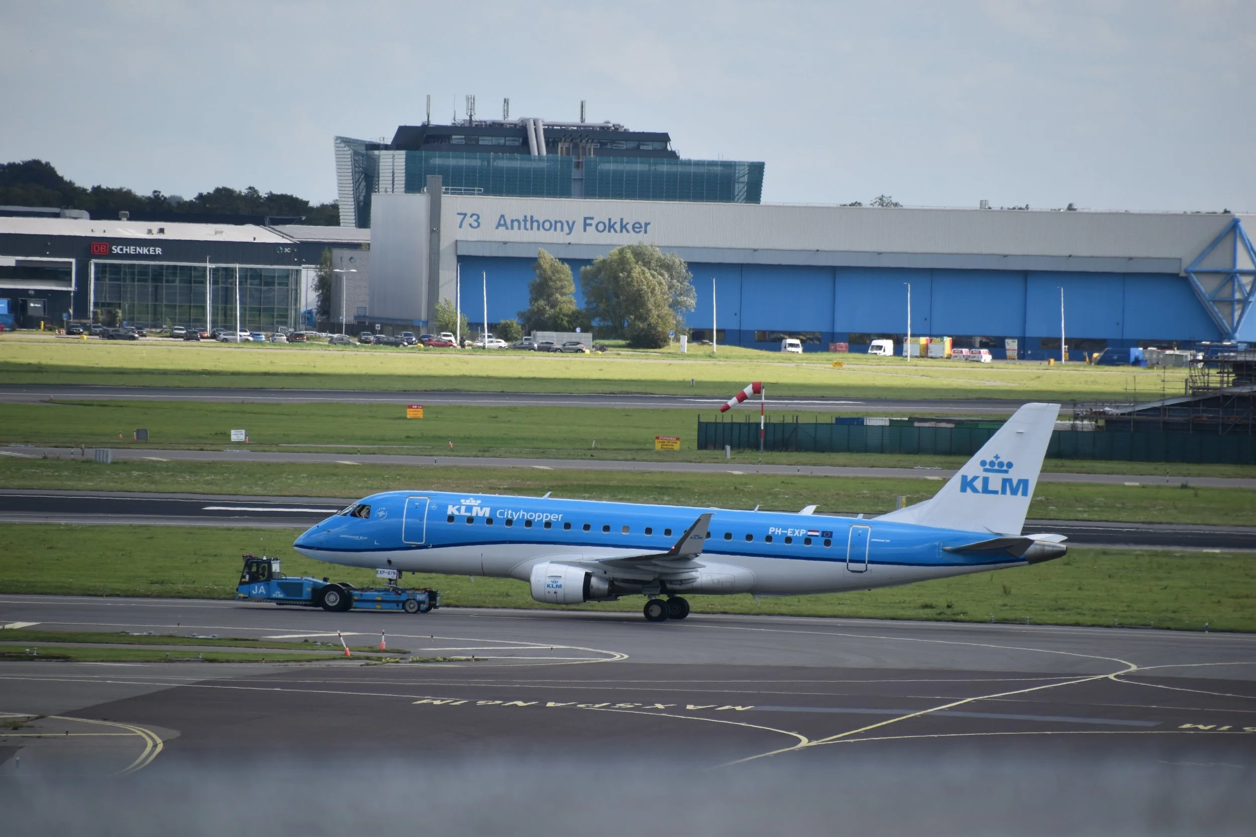 KLM being towed.