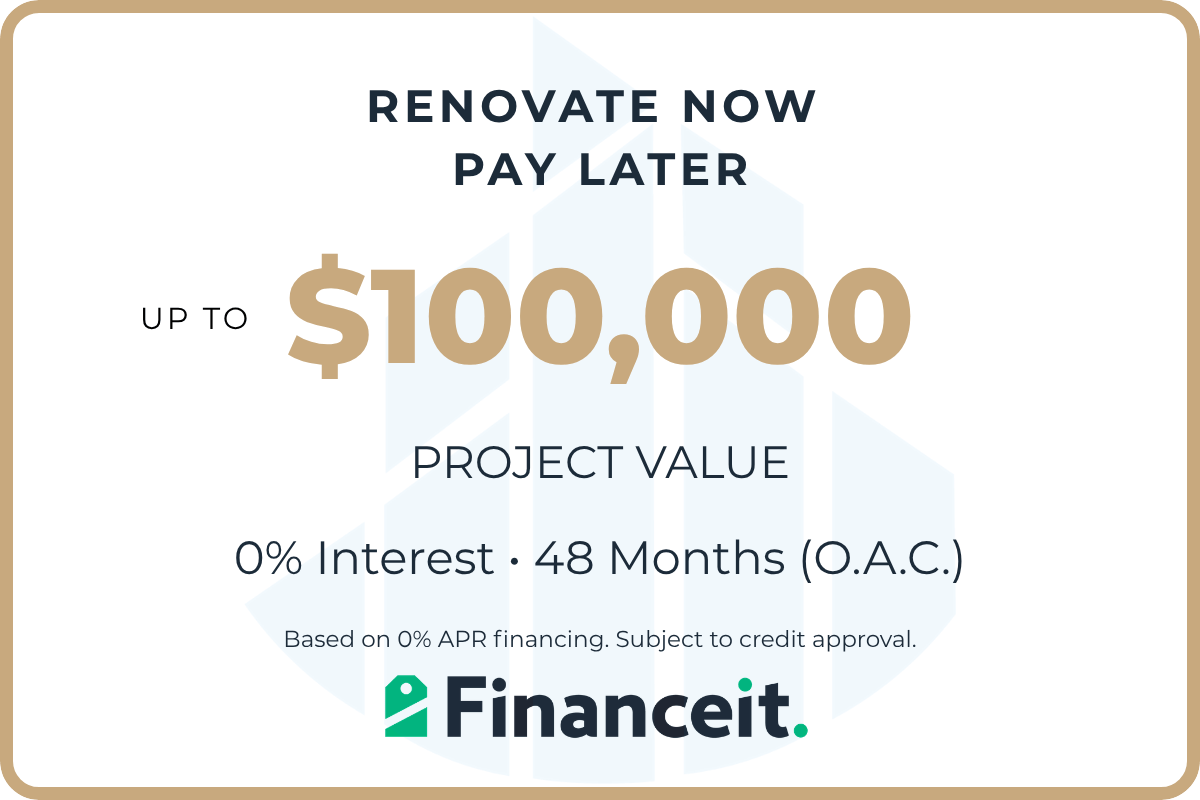 Renovate now and pay later with Western Renovations in London, Ontario. Get up to $100,000 in home renovation financing with 0% interest for 48 months.