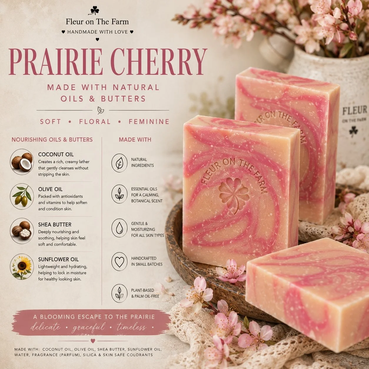 Prairie Cherry Natural Soap Bar