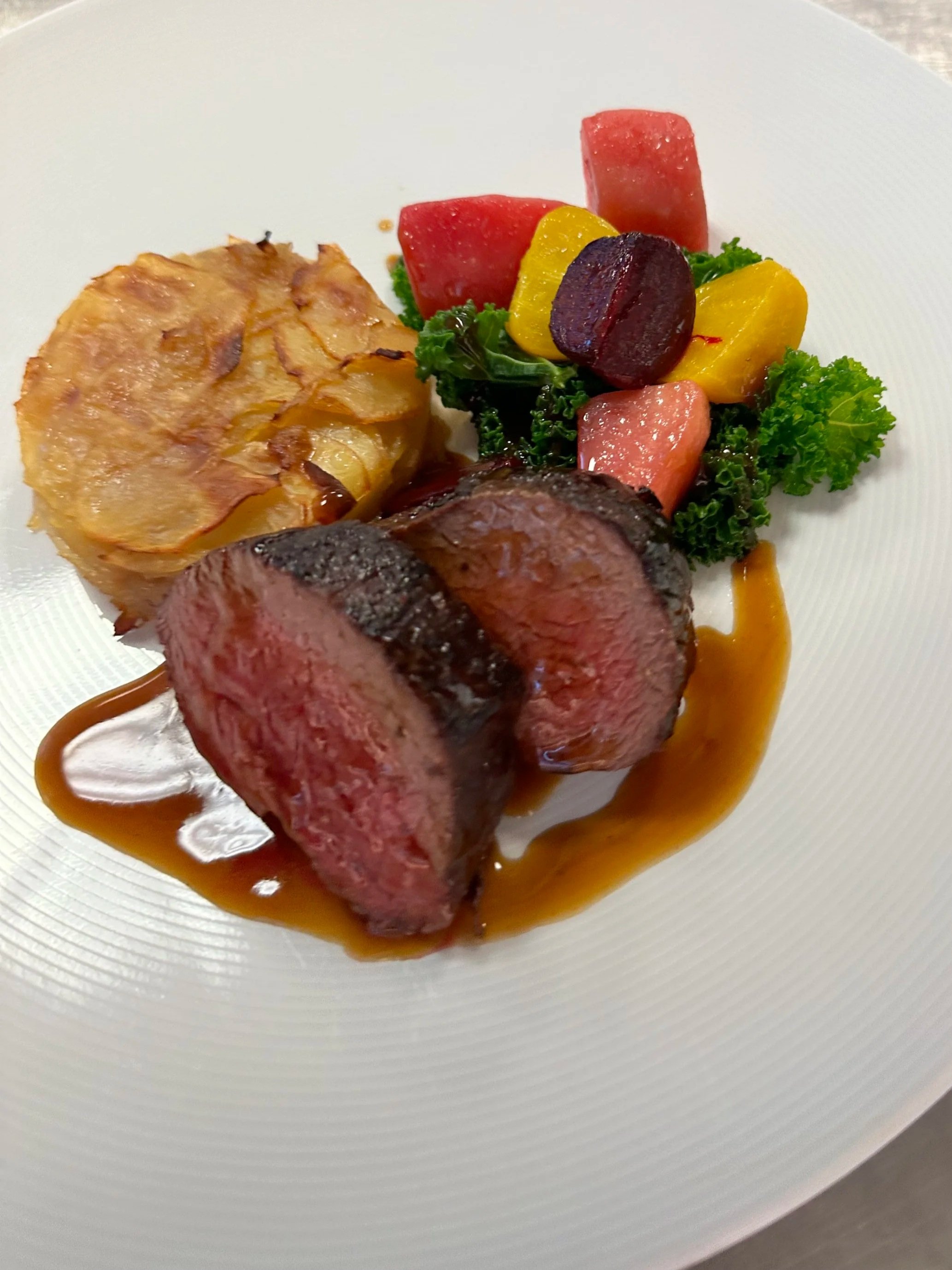 Chef Darren Morton – Blas Dining private chef in Glasgow & Edinburgh – preparing luxury plated desserts.