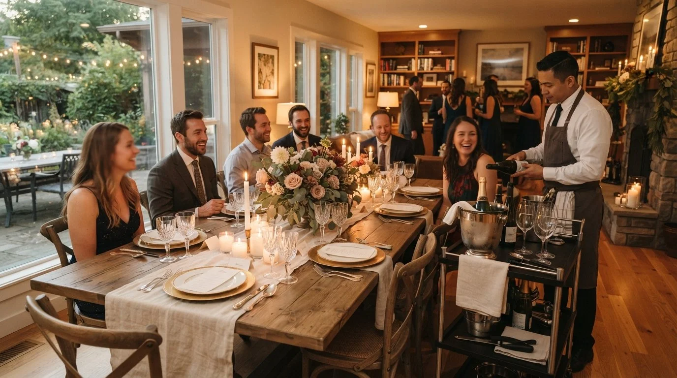 Private chef at an intimate edding dinner