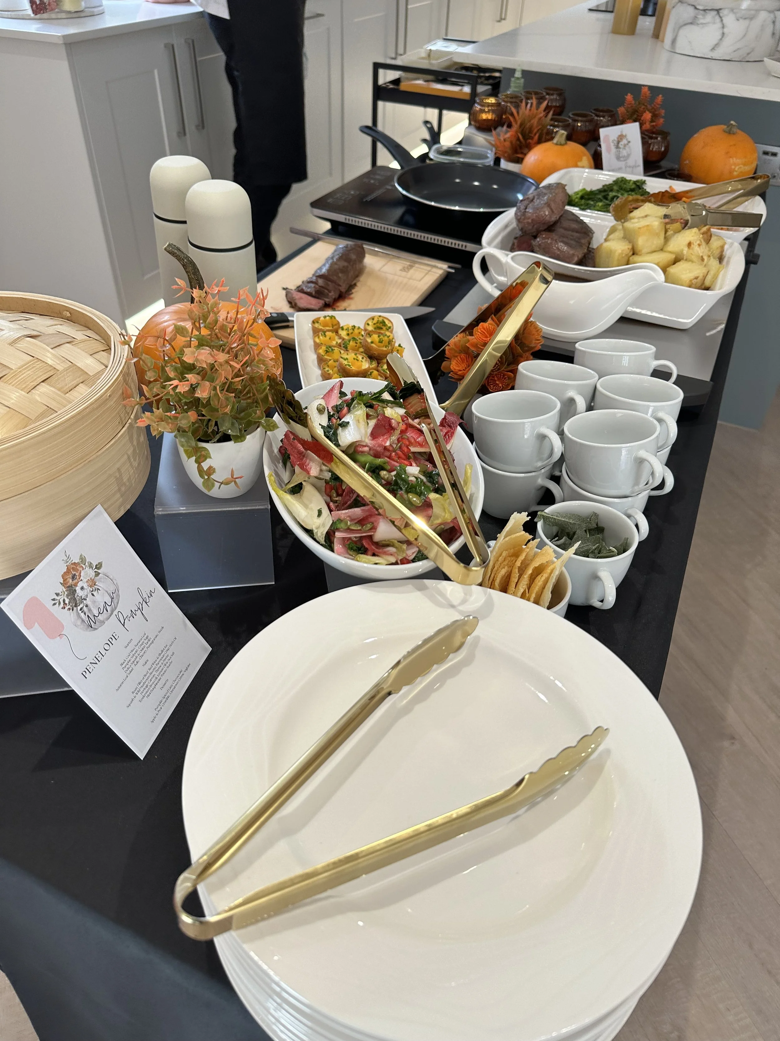 Elegant buffet spread by private chef featuring seasonal Scottish produce and vibrant dishes