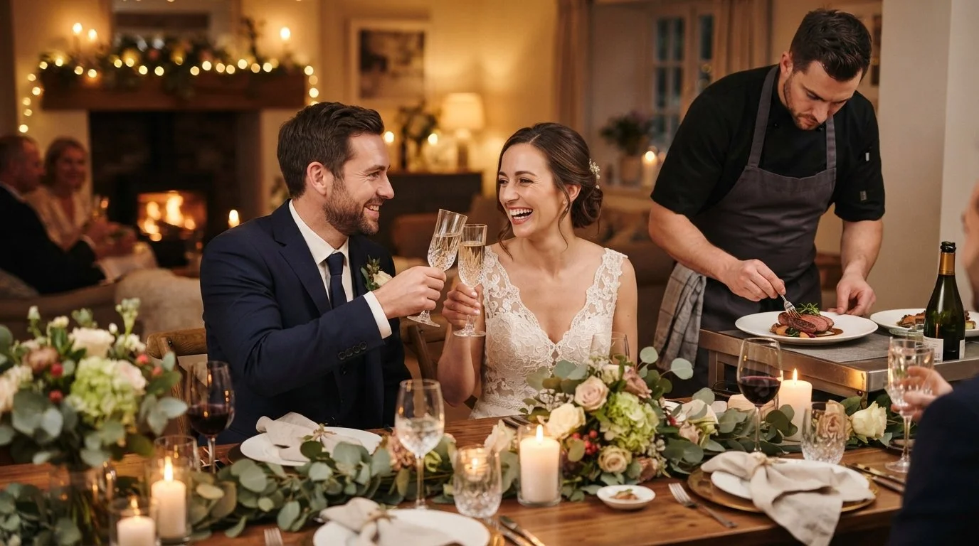 Private chef at an intimate wedding dinner