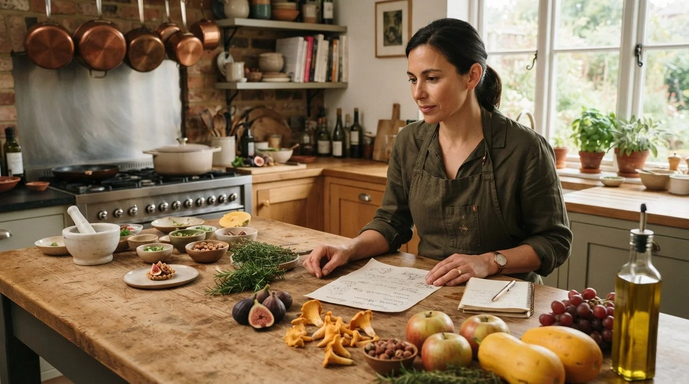 Private chef preparing a seasonal tasting menu