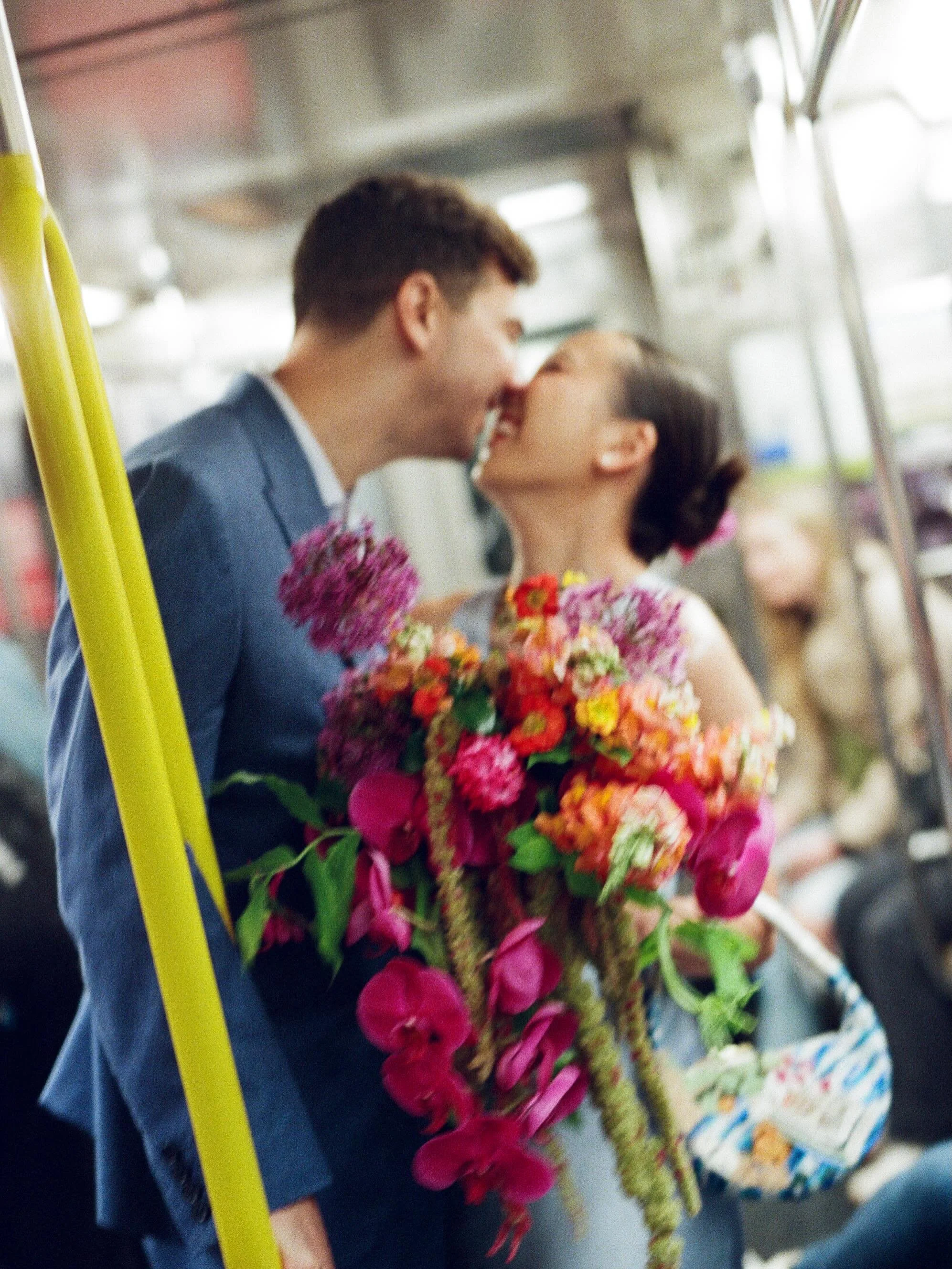 Taking public transit to the best party of our life @another_c_in_the_fish 

Photographer: @baileyqphoto 
Florals: @firecrackerfloral 
HMU: @_sarahahn