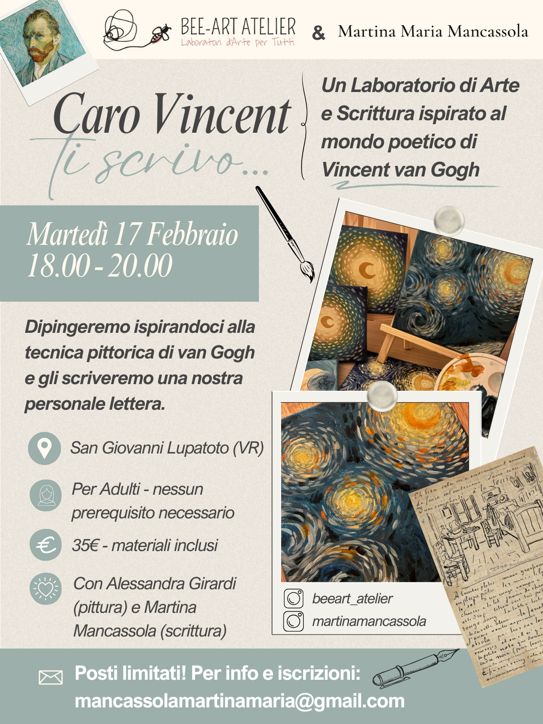 Laboratorio di Arte e Scrittura su van Gogh a Verona - “Caro Vincent, ti scrivo…”